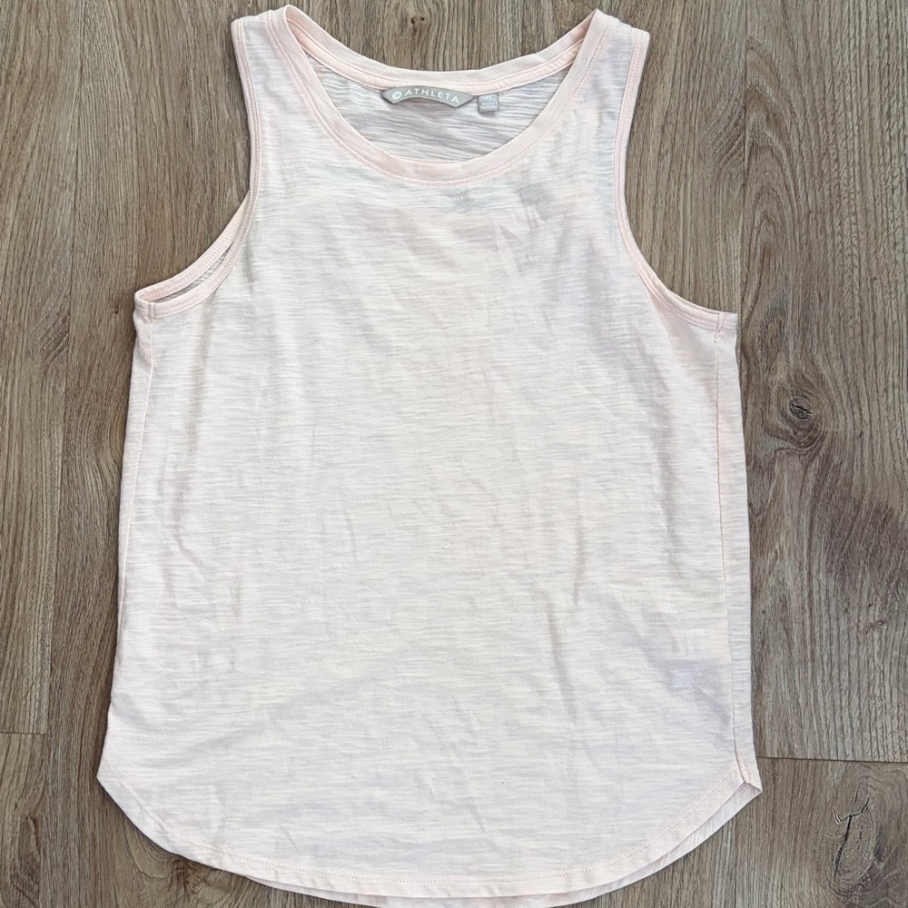 Athleta Pale Blush Scoop Neck Tank XS Lightweight Summer Workout Back Cutout